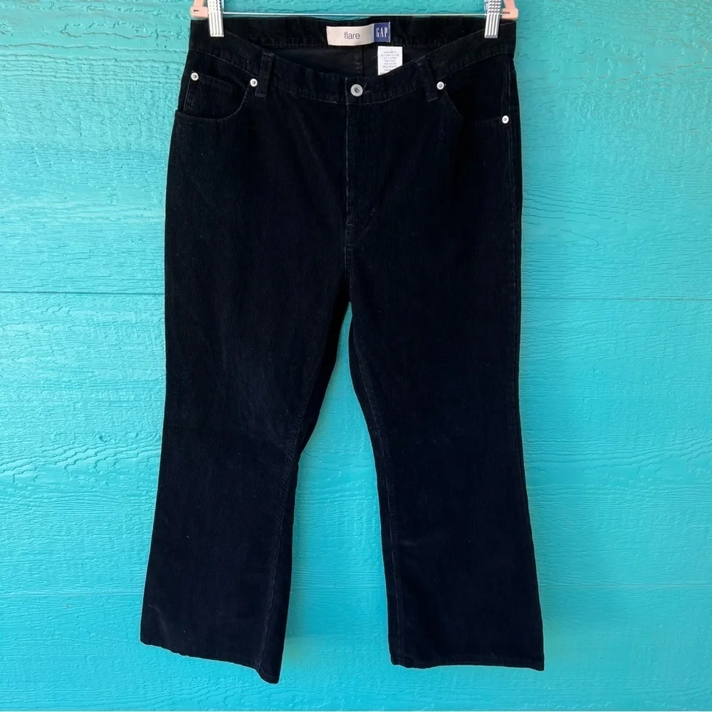 GAP CORDUROY FLARE PANTS BLACK SIZE 16 ANKLE EUC - Picture 4 of 7